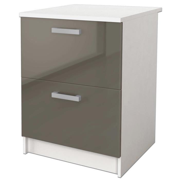 START Meuble bas casserolier avec plan de travail L 60 cm - Taupe brillant