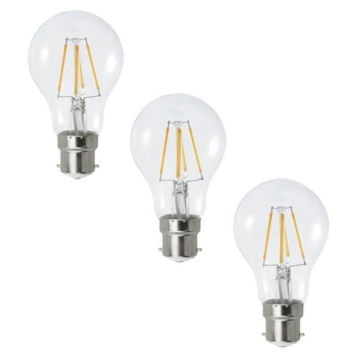 MACADAM LIGHTING Lot de 3 ampoules LED filament standard B22 4 W équivalent a 40 W blanc chaud