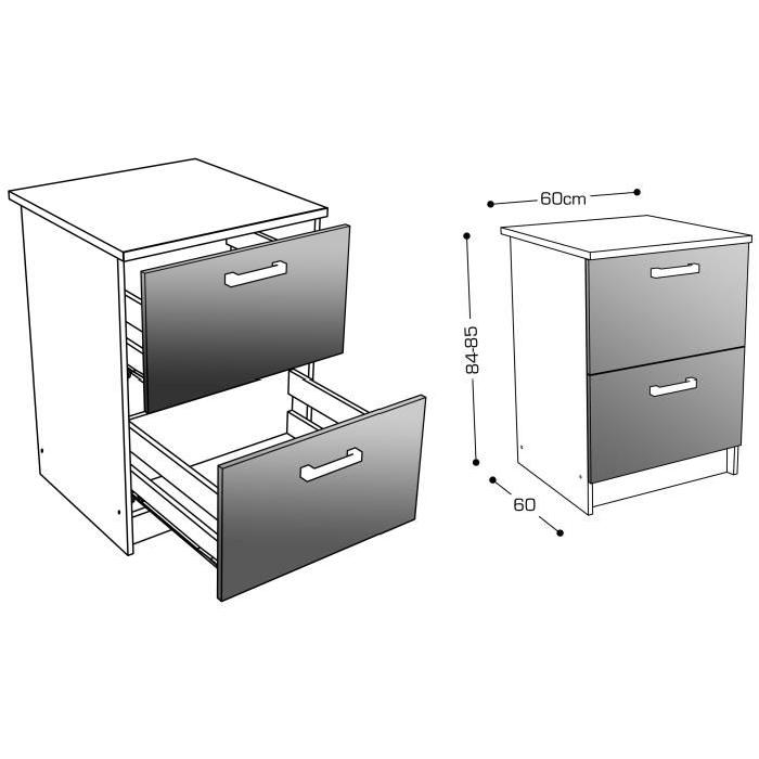 START Meuble bas casserolier avec plan de travail L 60 cm - Taupe brillant