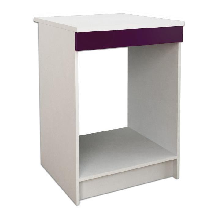 START Meuble bas four l 60 cm avec plan de travail inclus - Aubergine Brillant