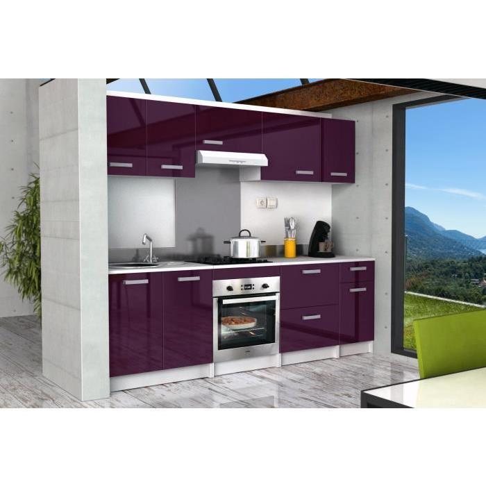 START Meuble bas four l 60 cm avec plan de travail inclus - Aubergine Brillant