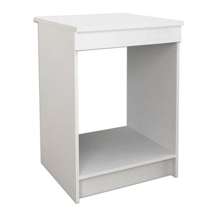 START Meuble bas de cuisine pour four l 60 cm avec plan de travail inclus - Blanc Brillant