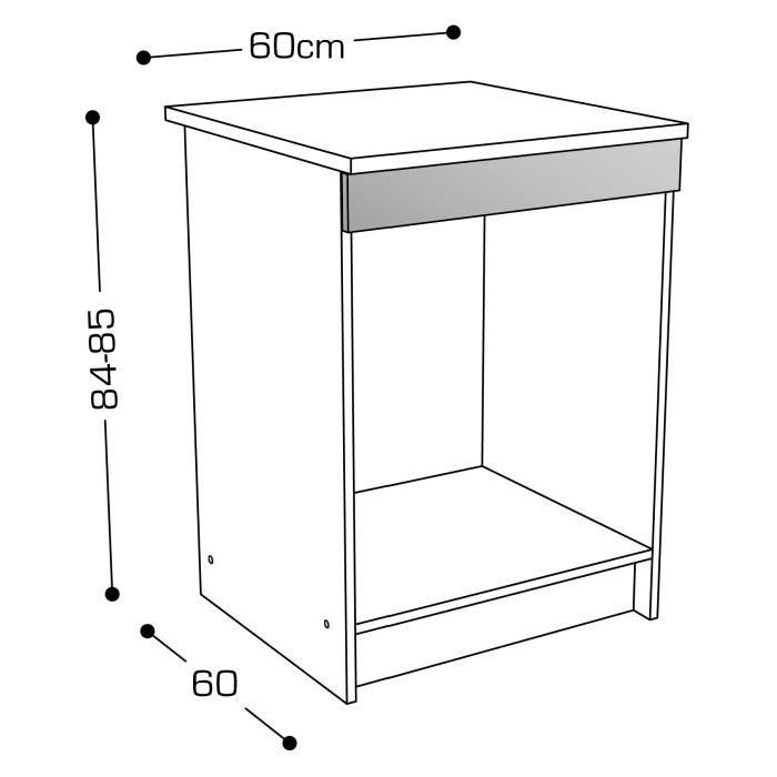 START Meuble Four avec plan de travail L 60 cm - Blanc et décor chene taupe