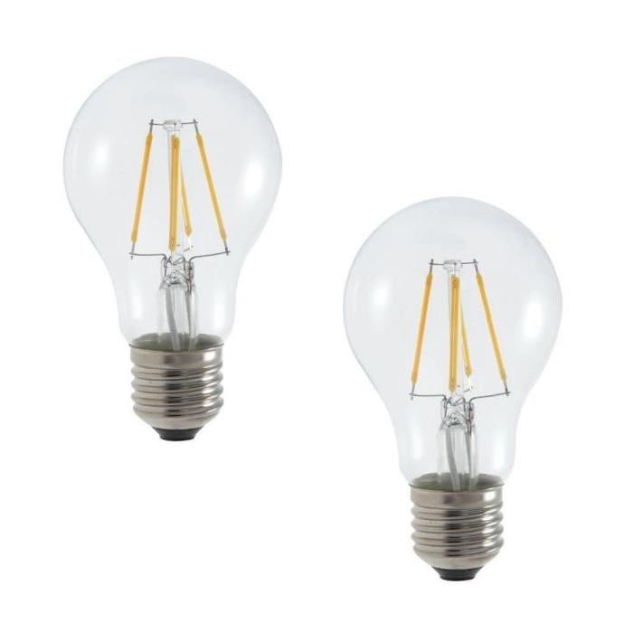 MACADAM LIGHTING Lot de 2 ampoules LED filament standard E27 7,5 W équivalent a 55 W dimmable blanc chaud