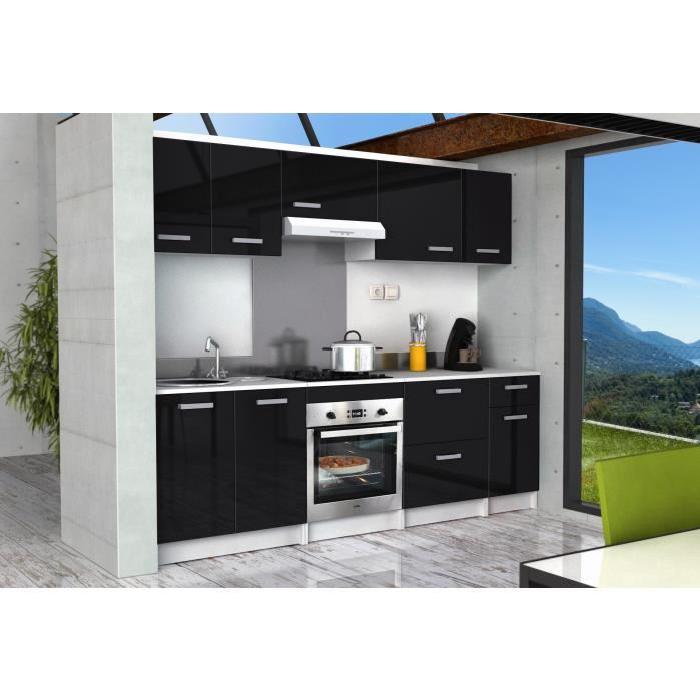 START Caisson bas de cuisine pour four L 60 cm avec plan de travail inclus - Noir Brillant