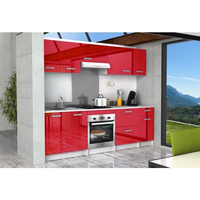 START Caisson bas de cuisine pour four L 60 cm avec plan de travail inclus - Rouge Brillant