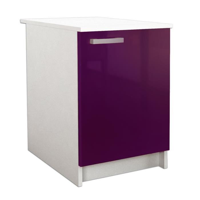 START Caisson bas de cuisine L 60 cm - Aubergine brillant