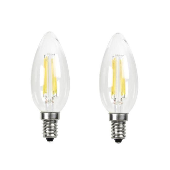 MACADAM LIGHTING Lot de 2 ampoules LED filament flamme E14 3,6 W équivalent a 20 W blanc chaud