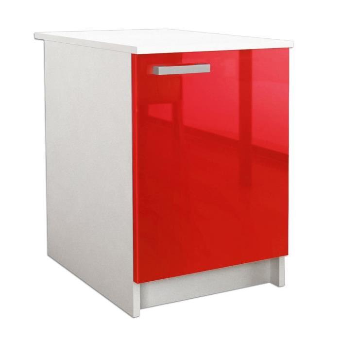 START Caisson bas de cuisine l 60 cm avec plan de travail inclus - Rouge Brillant