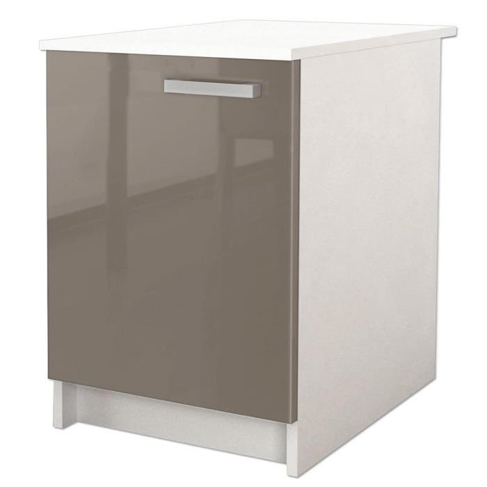 START Meuble bas de cuisine avec plan de travail L 60 cm - Taupe brillant