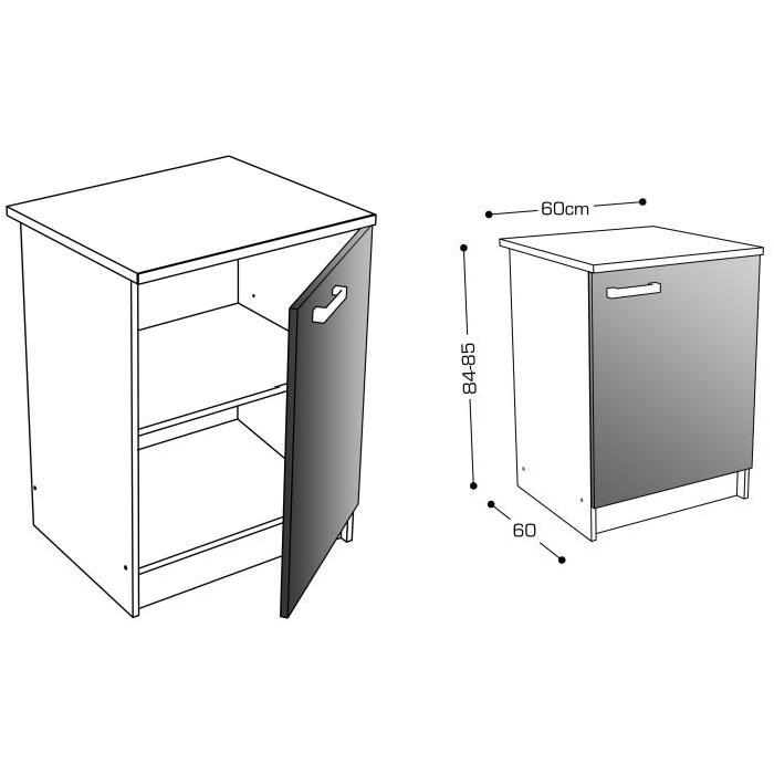 START Meuble bas de cuisine avec plan de travail L 60 cm - Taupe brillant