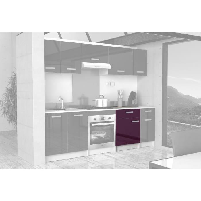 START Meuble bas de cuisine L 60 cm avec plan de travail inclus - Aubergine Brillant