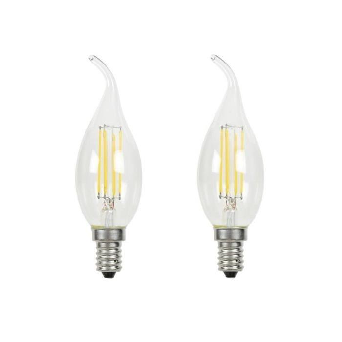 MACADAM LIGHTING Lot de 2 ampoules LED filament flamme bougie E14 3,6 W équivalent a 20 W blanc chaud