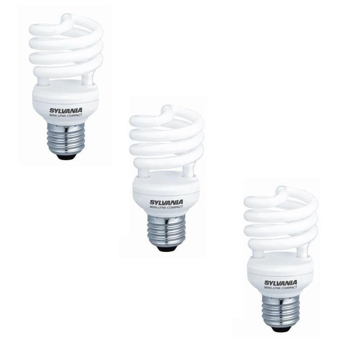 SYLVANIA Lot de 3 ampoules mini-lynx fast-start spiral 827 E27 20 W équivalent 120 W