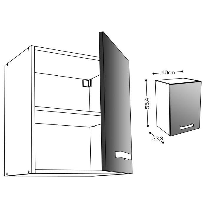 START Meuble haut de cuisine L 40 cm - Ivoire brillant