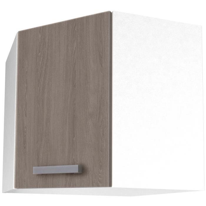 START Meuble de cuisine haut d'angle L 58 x P 58 cm - Blanc et décor chene taupe