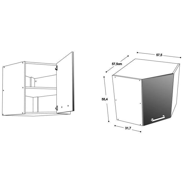 START Meuble de cuisine haut d'angle L 58 cm - Rouge brillant