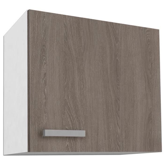 START Meuble de cuisine haut L 60 cm - Blanc et décor chene taupe