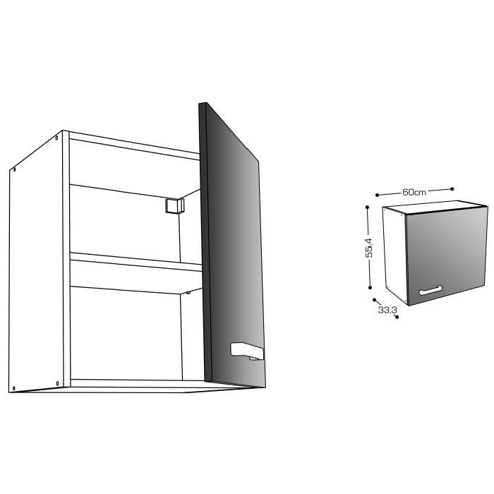 START Meuble de cuisine haut L 60 cm - Blanc et décor chene taupe