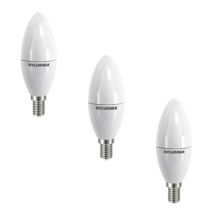 SYLVANIA Lot de 3 ampoules LED Toledo Candle Frosted E14 6 W équivalent a 40 W