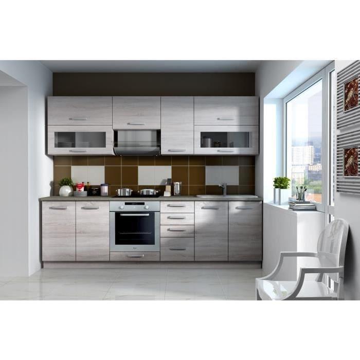 LASSEN Meuble haut vitre de cuisine L 80 cm - Décor chene clair Sonoma