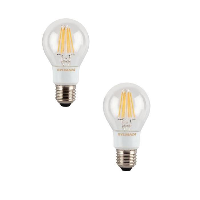 SYLVANIA Lot de 2 ampoules LED a filament Toledo RT E27 6 W équivalent a 60 W dimmable