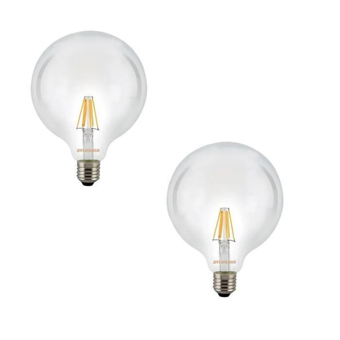 SYLVANIA Lot de 2 ampoules LED a filament Toledo RT G120 E27 7,5 W équivalent a 75 W