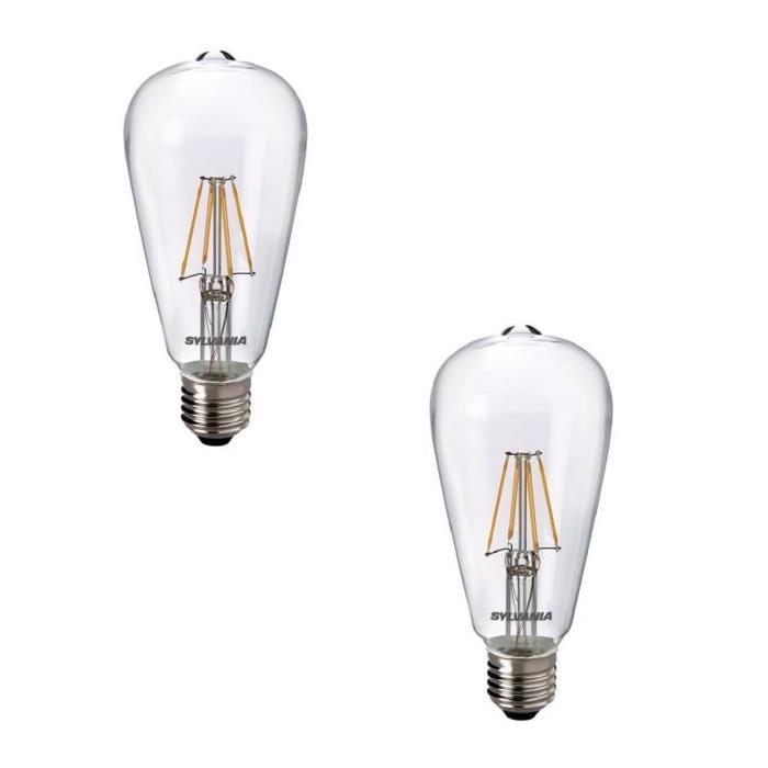 SYLVANIA Lot de 2 ampoules LED a filament Toledo RT ST64 E27 4 W équivalent a 40 W