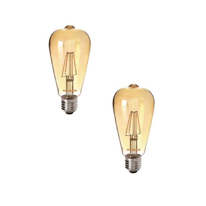 SYLVANIA Lot de 2 ampoules LED a filament Toledo Retro ST 64 Edison ambré E27 4 W équivalent a 35 W