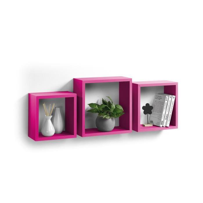 Lot de 3 cubes gigognes 23-26,5-30 cm fuchsia