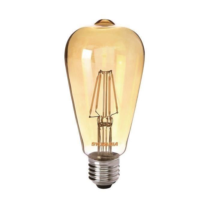 SYLVANIA Lot de 2 ampoules LED a filament Toledo Retro ST 64 Edison ambré E27 4 W équivalent a 35 W