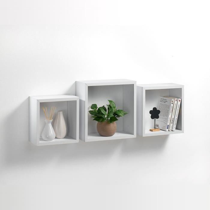 HOMEA Set de 3 étageres cubes de rangement 23-26-30 c...