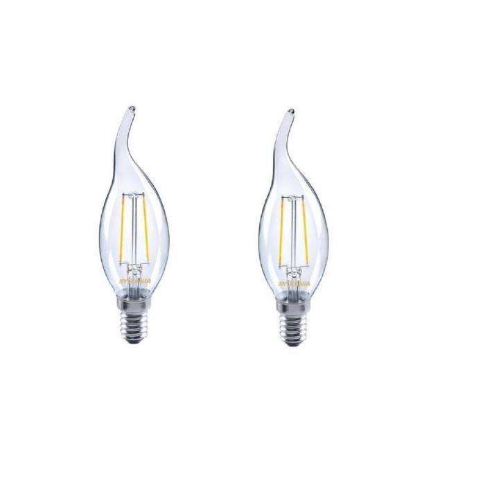 SYLVANIA Lot de 2 ampoules LED Toledo Retro Candle Bent E14 2 W équivalent a 30 W