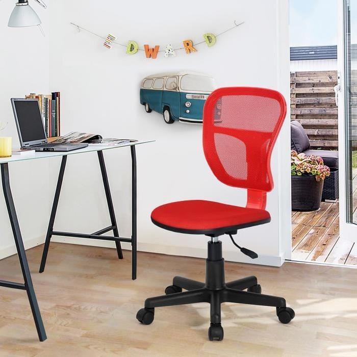 FLYINGO Chaise de bureau - Tissu maille rouge - Style classique - L 47 x P 40 cm