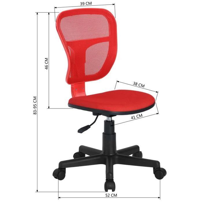 FLYINGO Chaise de bureau - Tissu maille rouge - Style classique - L 47 x P 40 cm
