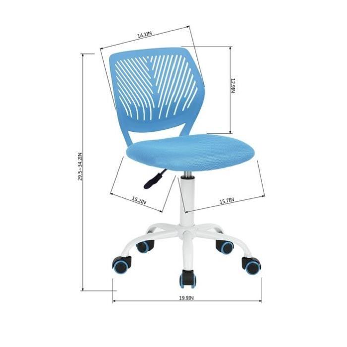 CARNA Chaise de bureau - Tissu maille bleu - Style contemporain - L 40 x P 44 cm