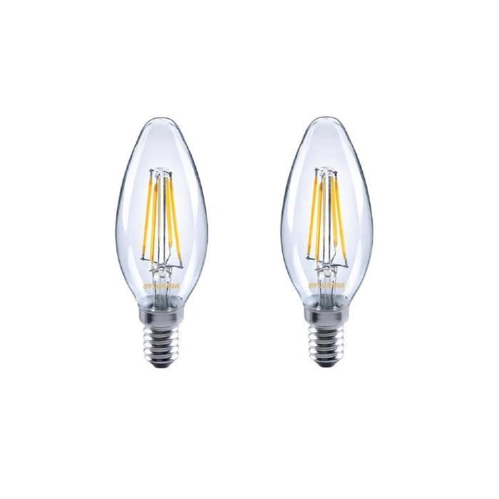 SYLVANIA Lot de 2 ampoules LED a filament Toledo Retro Candle E14 4 W équivalent a 35 W