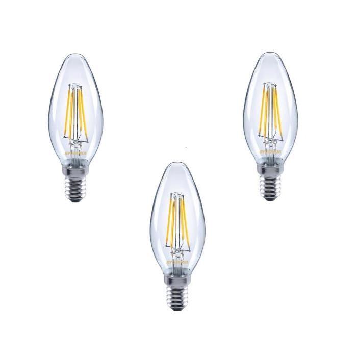 SYLVANIA Lot de 3 ampoules LED a filament Toledo Retro Candle E14 4 W équivalent a 35 W