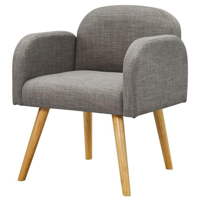ANDREAS Fauteuil - Tissu polyester gris - Scandinave - L 58 x P 55 cm