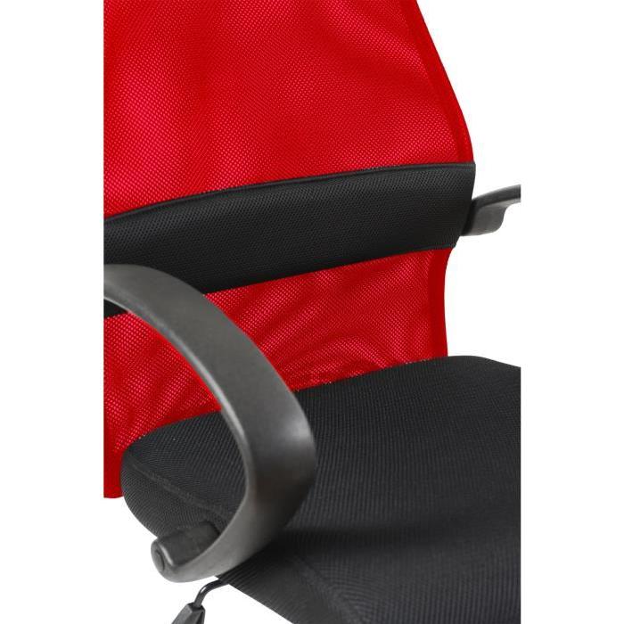 DAVIS Fauteuil de bureau - Tissu noir et rouge - Contemporain - L 60,5 x P 63 cm
