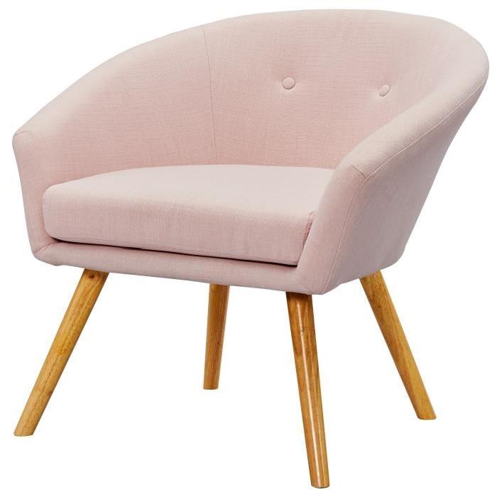 ELIN Fauteuil - Tissu polyester rose - Scandinave - L 77 x P 68 cm