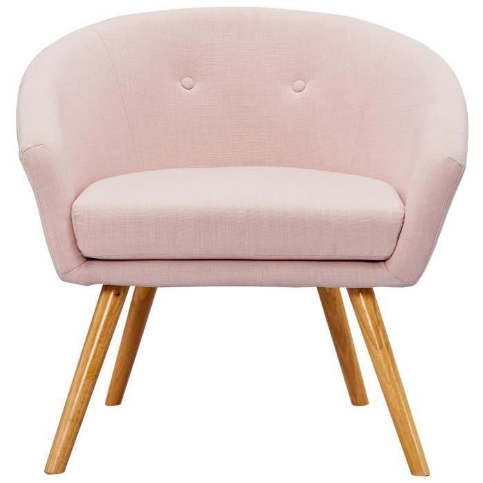 ELIN Fauteuil - Tissu polyester rose - Scandinave - L 77 x P 68 cm