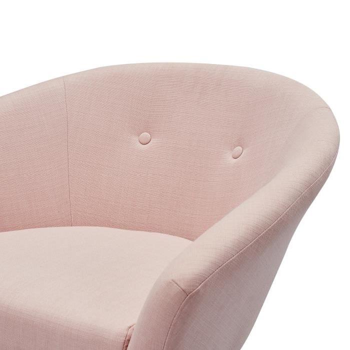 ELIN Fauteuil - Tissu polyester rose - Scandinave - L 77 x P 68 cm