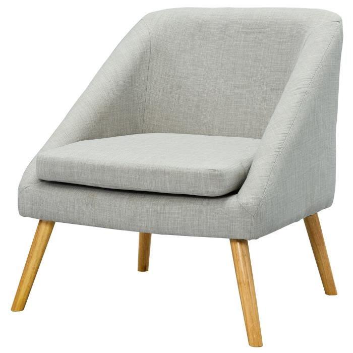 ELSA Fauteuil - Tissu polyester gris - Scandinave - L 71 x P 70 cm