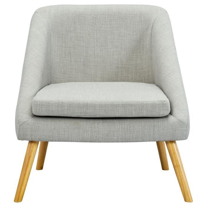 ELSA Fauteuil - Tissu polyester gris - Scandinave - L 71 x P 70 cm