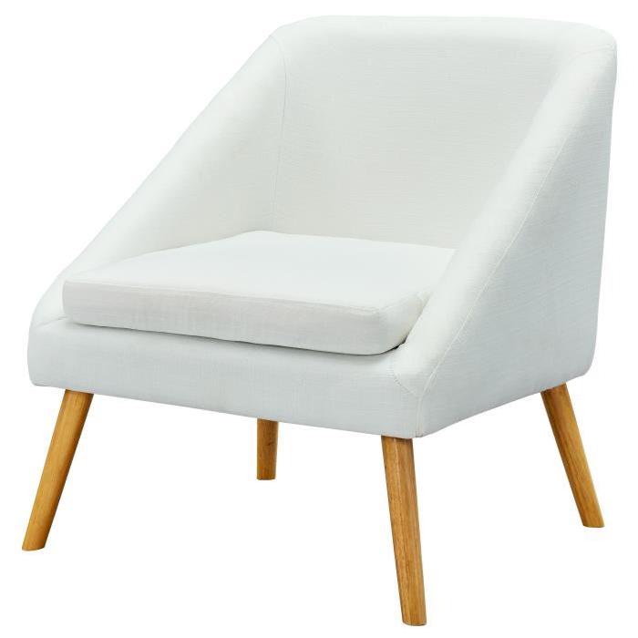 ELSA Fauteuil - Tissu polyester lin - Scandinave - L 71 x P 70 cm