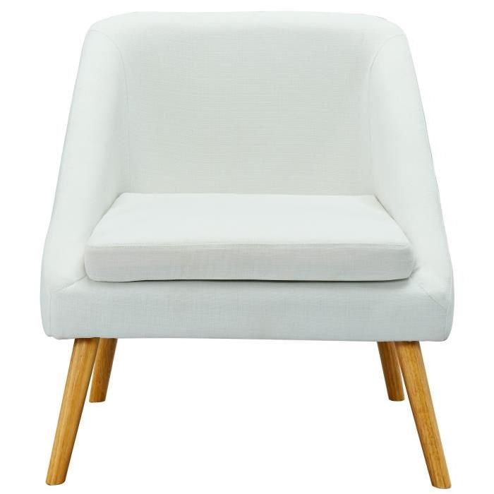 ELSA Fauteuil - Tissu polyester lin - Scandinave - L 71 x P 70 cm