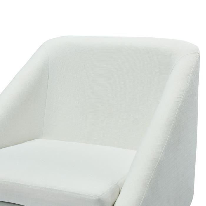 ELSA Fauteuil - Tissu polyester lin - Scandinave - L 71 x P 70 cm