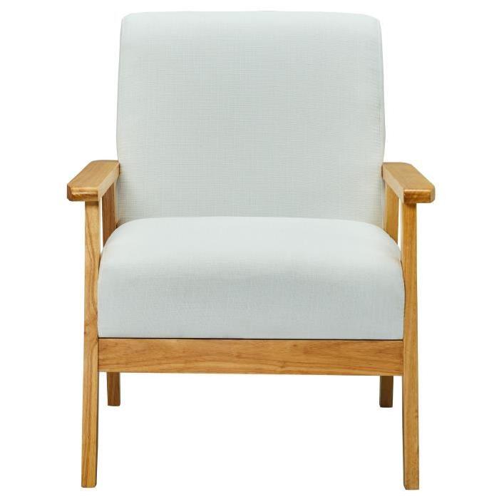 ELVI Fauteuil - Tissu polyester écru - Scandinave - L 64 x P 68 cm