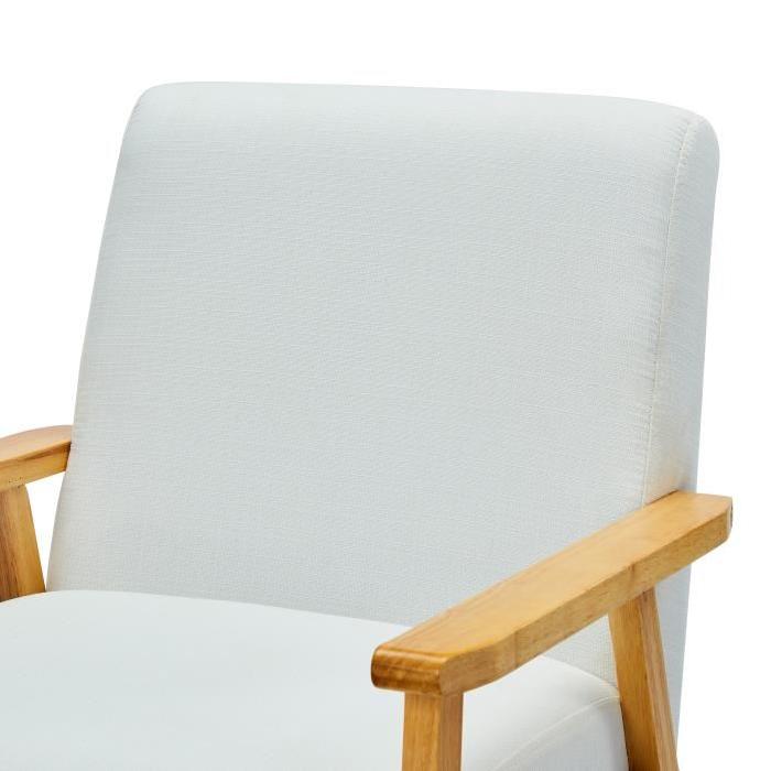 ELVI Fauteuil - Tissu polyester écru - Scandinave - L 64 x P 68 cm